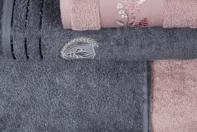 Claris Bridal Turkish Cotton Bathrobe 6 PCS - Pink & Petrol
