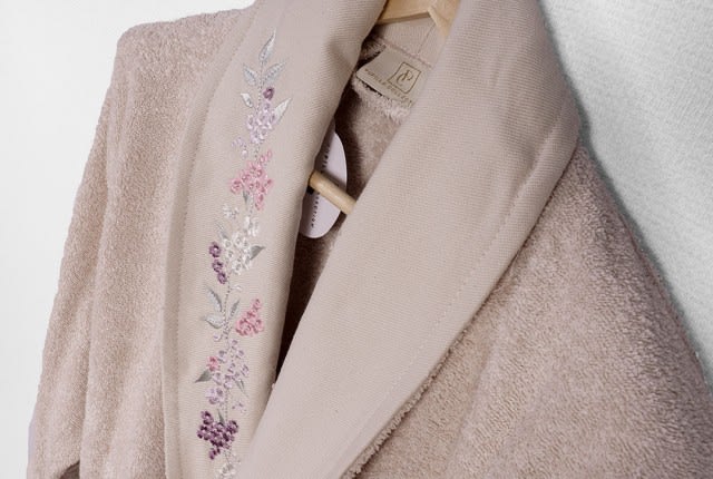 Claris Bridal Turkish Cotton Bathrobe 6 PCS - Pink & Brown