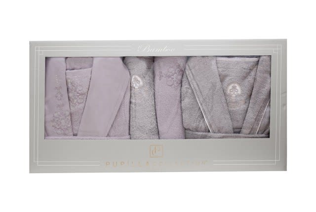 Moonlight Bridal Turkish Cotton Bathrobe 6 PCS - Pink & Purple