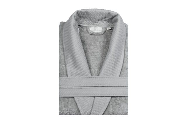 Turkish Cotton Bathrobe For Men 1 PC - Grey ( XL )