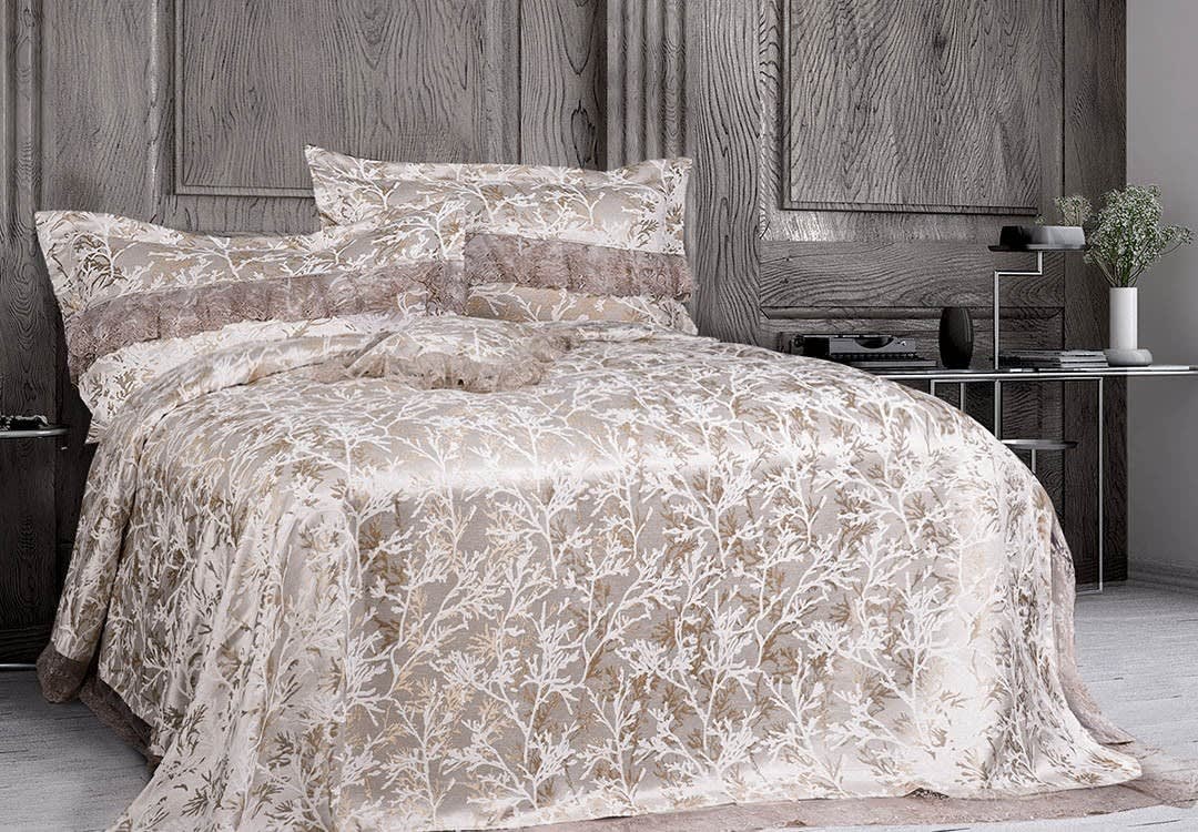 Danteel Cotton Bedspread Set 4 PCS - King White & Beige