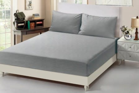 Valentini Hotel Stripe Fitted Bedsheet Set 3 PCS - King D.Grey