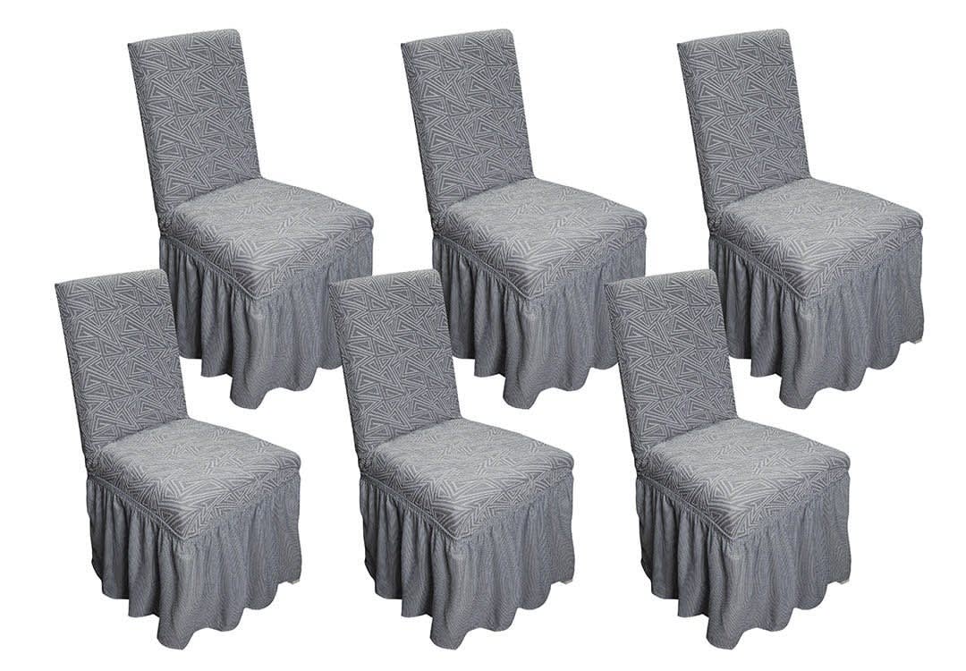 Liliana Stretch Chair Cover Set 6 PCS - D.Grey