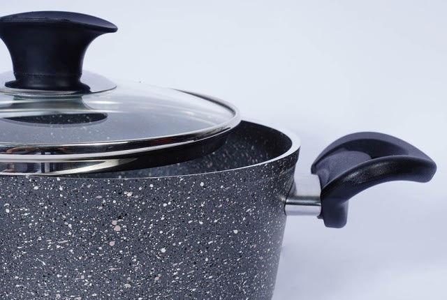 Granite Cooking Pot With Glass Lid - Grey ( Medium )