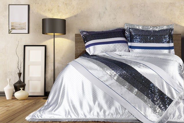 Turkish Jacquard Cotton Bedspread Set 4 PCS - King Silver