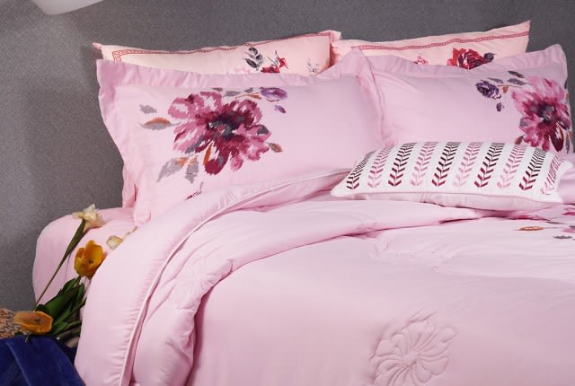 Adana Embroidered Comforter Set 7 PCS - King Pink