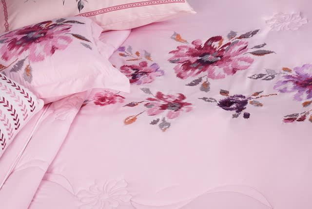 Adana Embroidered Comforter Set 7 PCS - King Pink