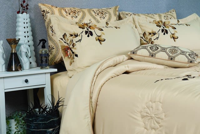 Brasilia Comforter Set 7 PCS - King L.Beige & Olive