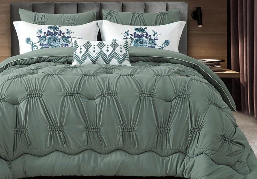 Ankara Stitched Comforter Set 7 PCS - King Size Green