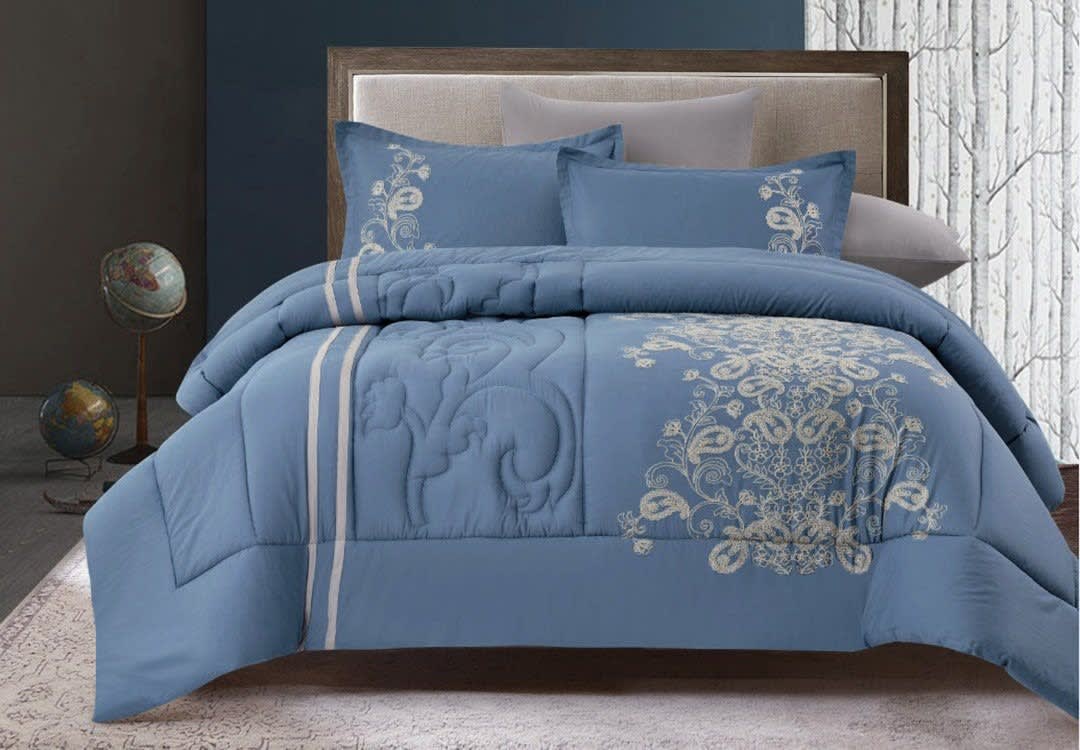 Cannon Cotton Embroidered Comforter Set 6 PCS - King Size Blue