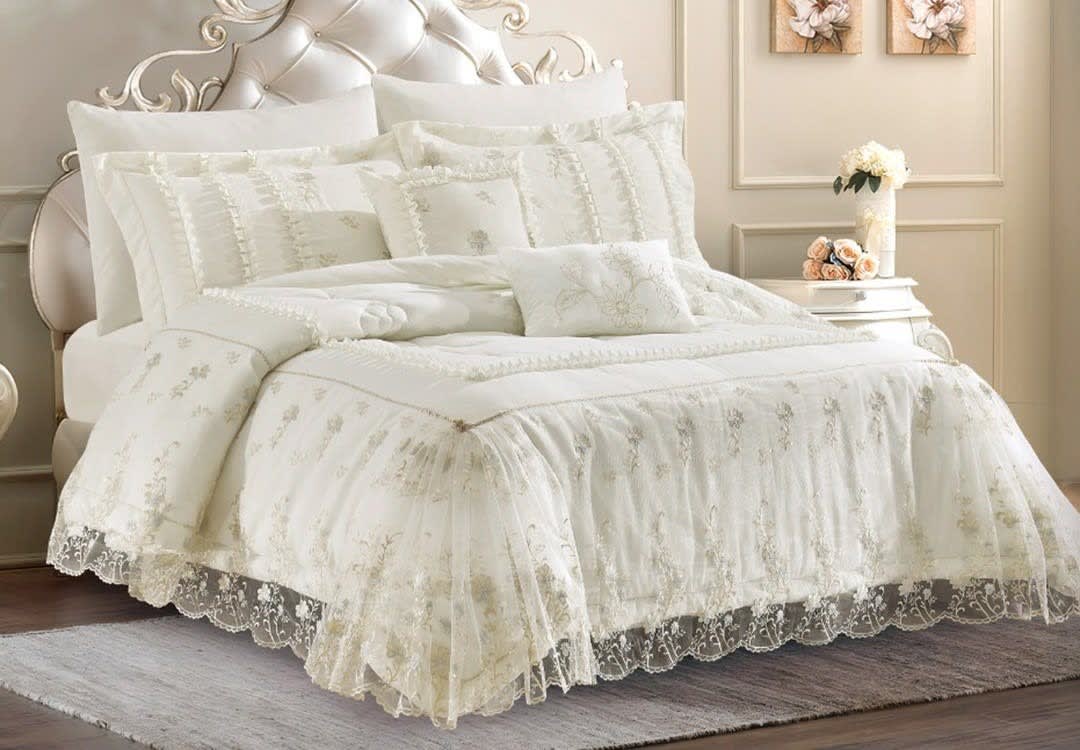 Lisa Danteel Wedding Comforter Set 8 PCS - King Cream