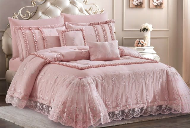 Lisa Danteel Wedding Comforter Set 8 PCS - King Pink