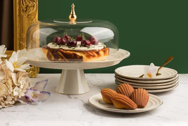 Turkish Serving Stand With Plates 8 PCS - Cream