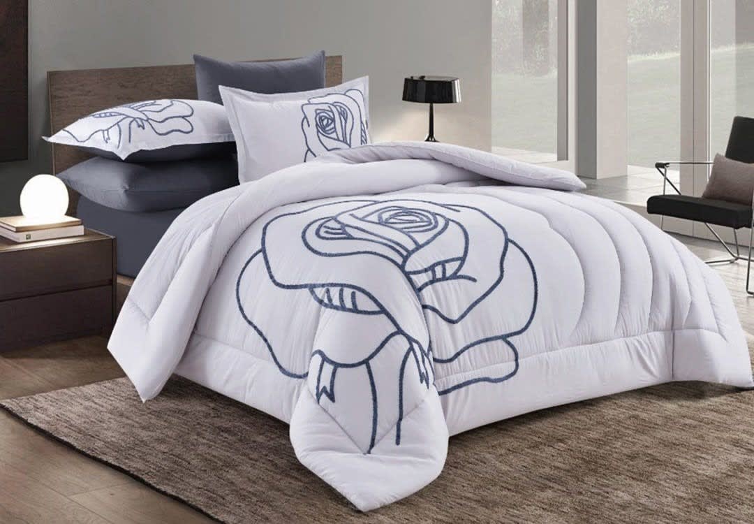 Cannon Cotton Embroidered Comforter Set 6 PCS - King Size White