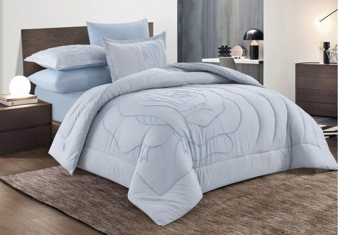 Cannon Cotton Embroidered Comforter Set 6 PCS - King L.Grey