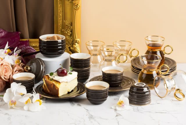 luxury Turkish Tea & Coffee Serving Set 19 PCS - L.Black