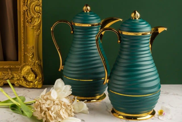 Luxury Turkish Flask Set for Tea and Coffee 2 PCS - Green