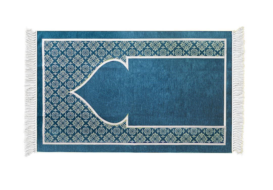 FCC Velvet Prayer Carpet - ( 115 X 70 ) cm - L.Blue
