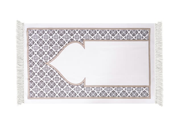 FCC Velvet Prayer Carpet - ( 115 X 70 ) cm - White