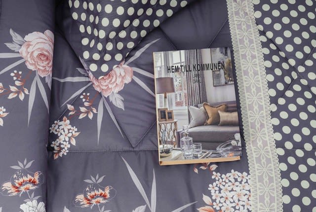 Valentini Comforter Set 6 PCS - King Blue & Grey