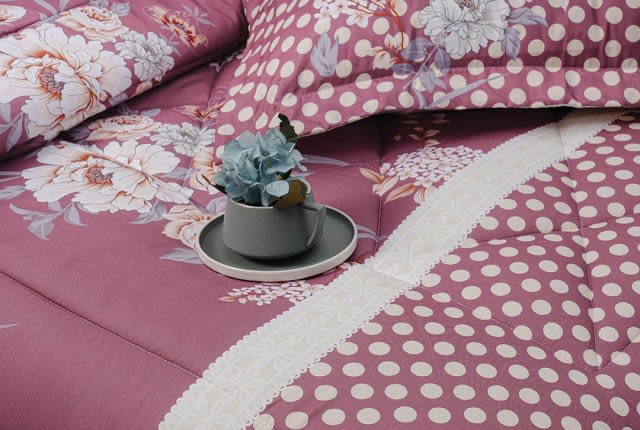 Valentini Comforter Set 6 PCS - King Purple