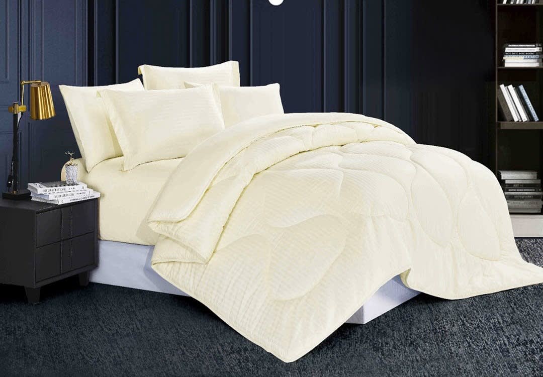 Relax Stripe Hotel Comforter Set 4 PCS - Single Cream