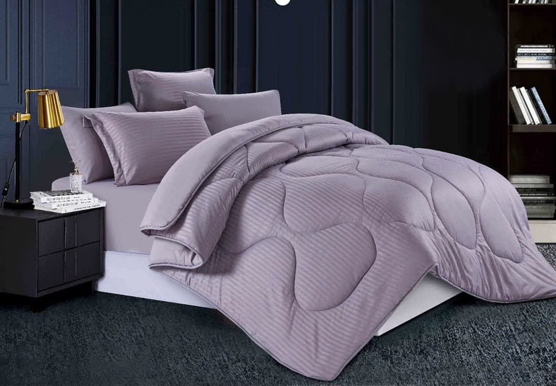 Relax Stripe Hotel Comforter Set 6 PCS - Queen Purple