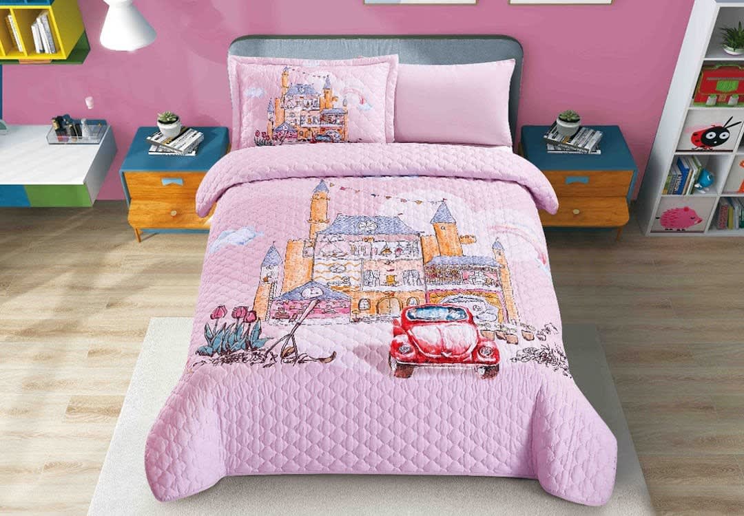 Saad Kids Bed Spread 4 PCS - Pink