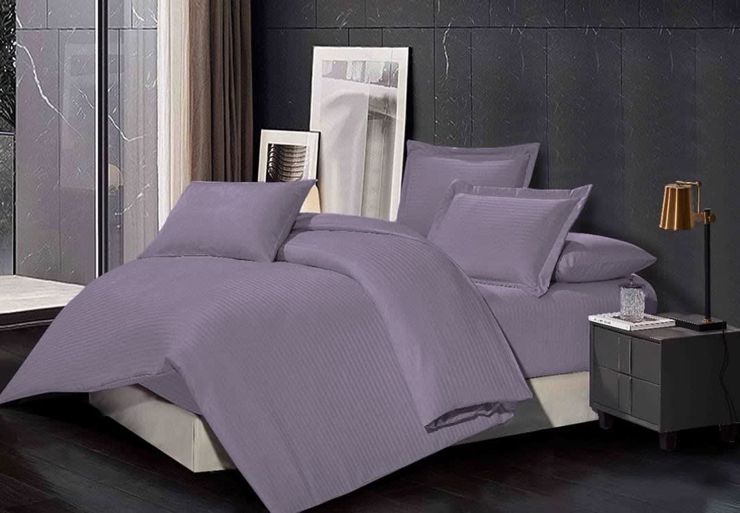 Relax Stripe Quilt Cover Set Without Filling 6 PCS - King Purple