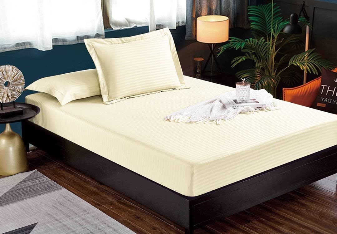 Relax Hotel Stripe Bedsheet Set 3 PCS - King Cream