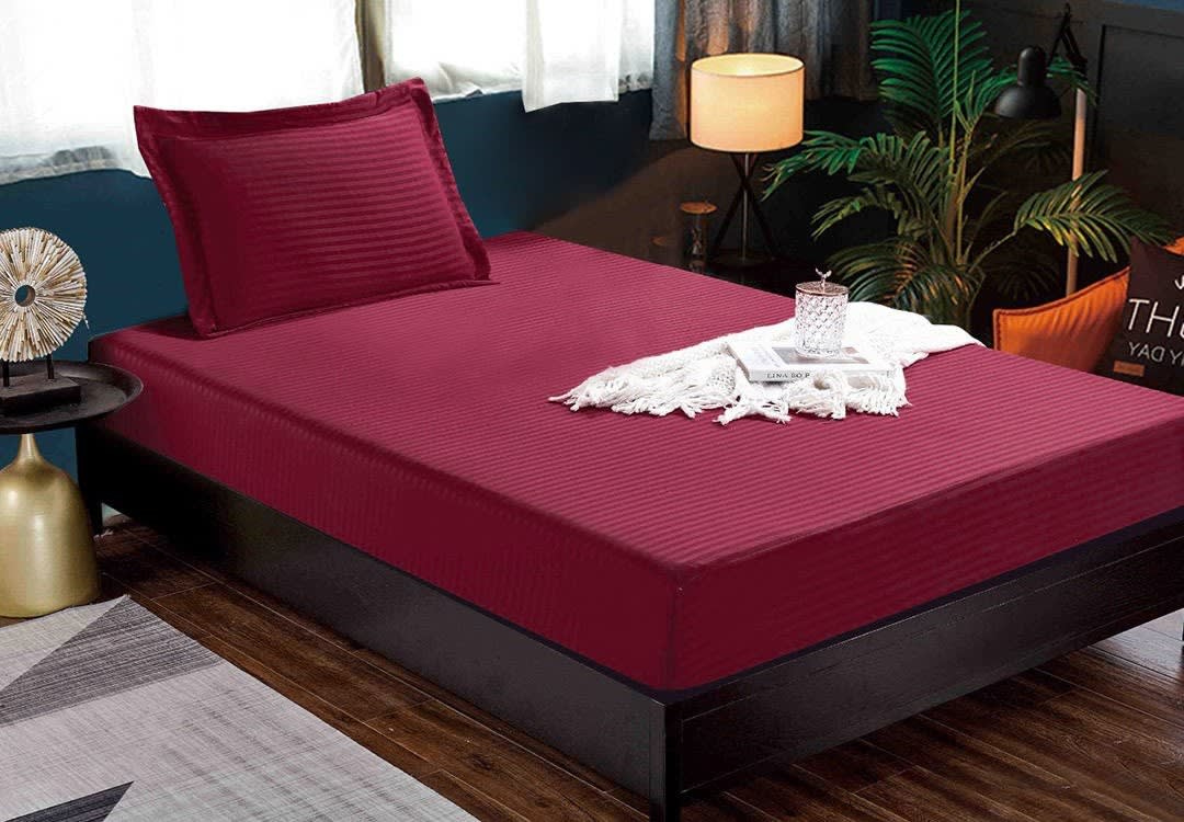 Relax Hotel Stripe Bedsheet Set 2 PCS - Single Burgundy