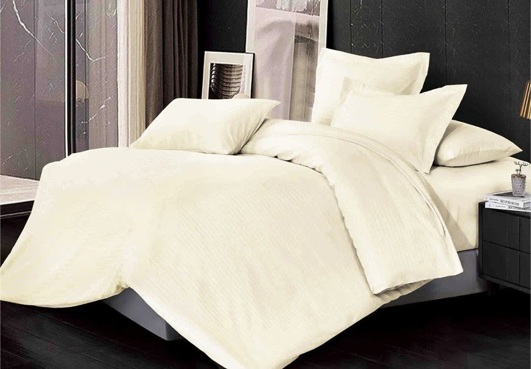 Relax Stripe Quilt Cover Set Without Filling 4 PCS - Single Cream