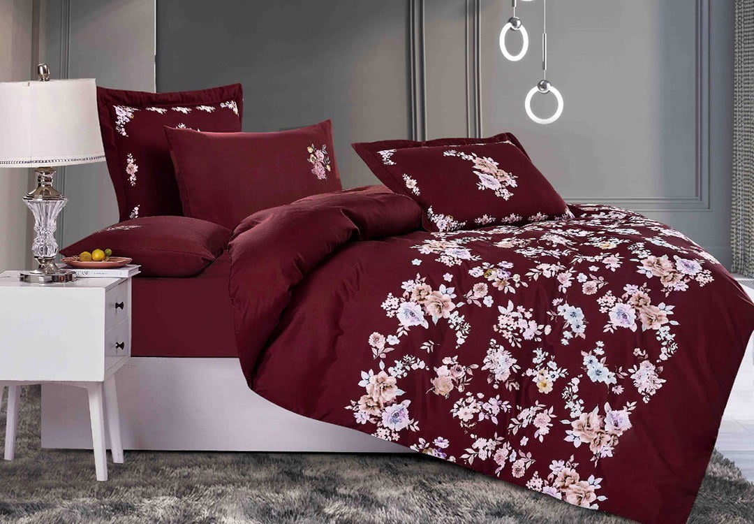 Altima Quilt Cover Set Without Filling 6 PCS - King Burgandy
