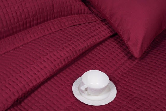 Relax Stripe Bedspread Set 4 PCS - Single Burgundy