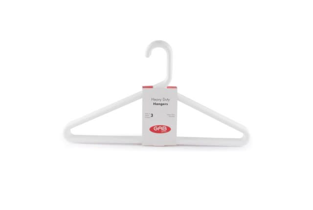 Plastic Clothes Hangers Set 3 Pcs - White