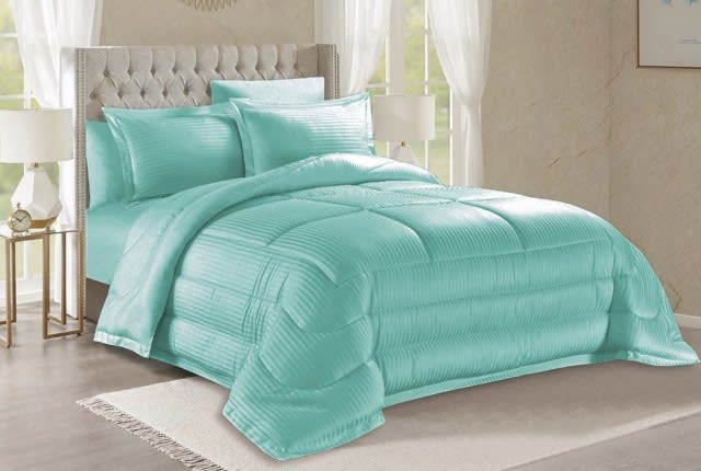 Valentini Striped Quilt Cover Set Whitout Filling 6 PCS - King Green
