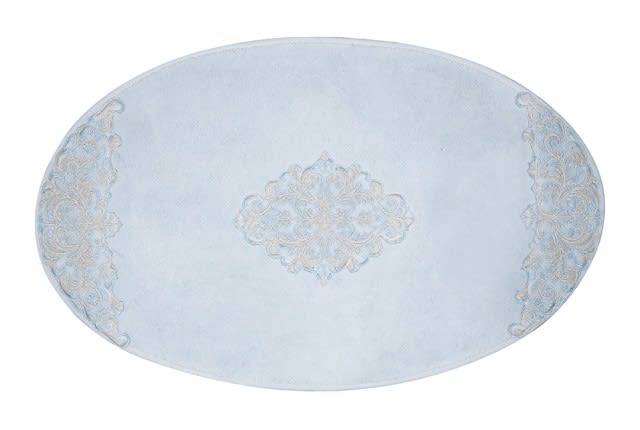 Armada Cotton Bath mat Oval 2 PCS - Sky Blue & Cream