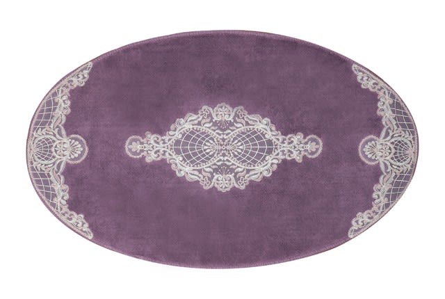 Armada Cotton Bath mat Oval 2 PCS - Purple & White 