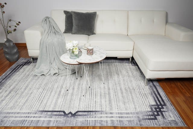 Armada Waterproof Carpet - ( 160 X 230 ) cm White & Black ( Without White Edges )