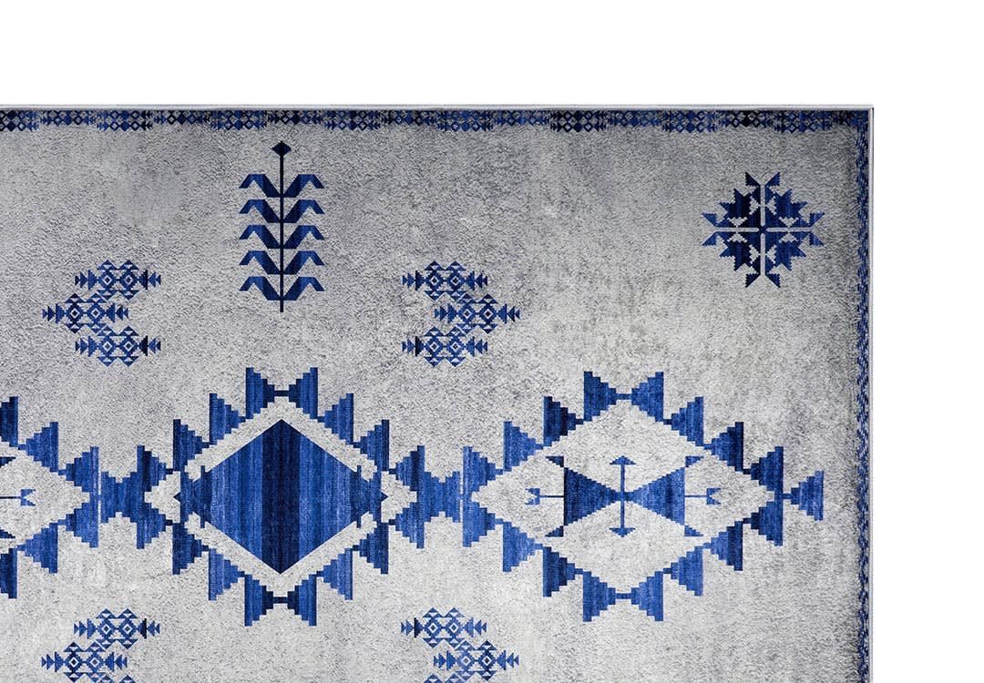 Armada Waterproof Carpet - ( 160 X 230 ) cm Blue & Grey ( Without White Edges )