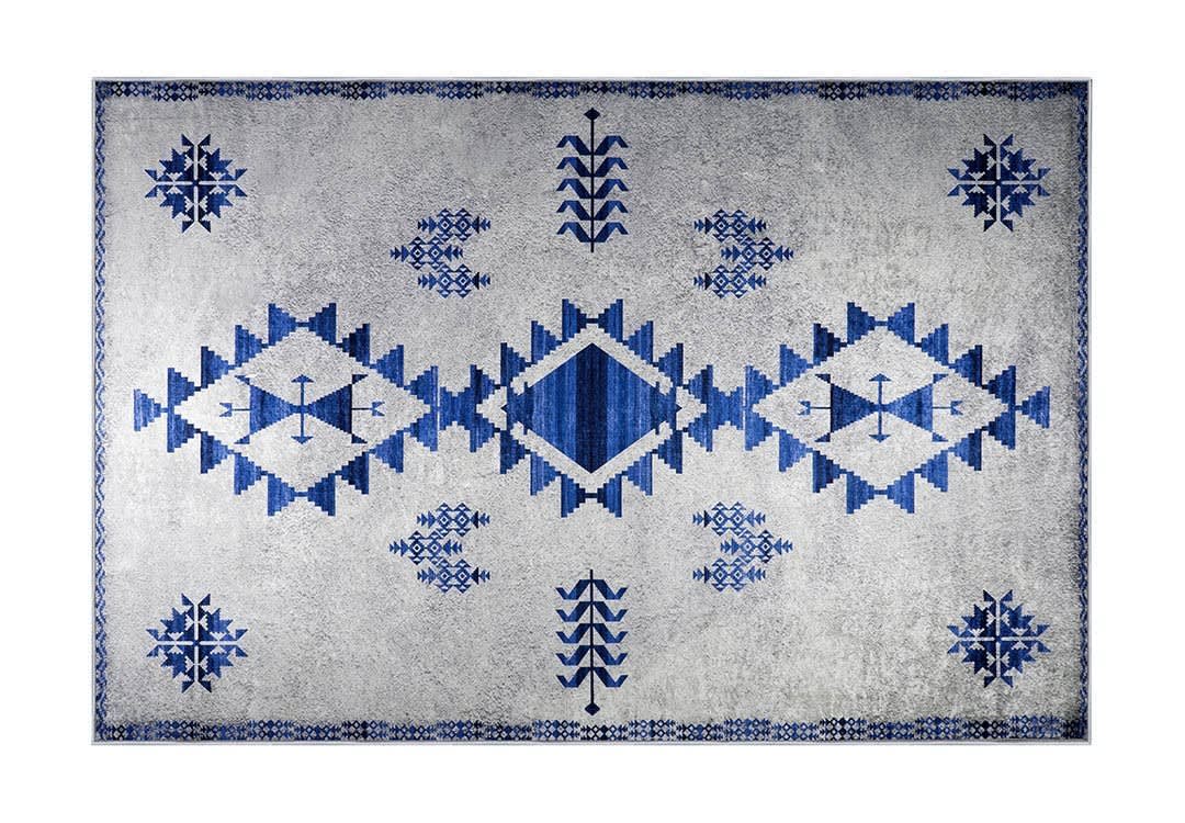 Armada Waterproof Carpet - ( 180 X 280 ) cm Blue & Grey ( Without White Edges )