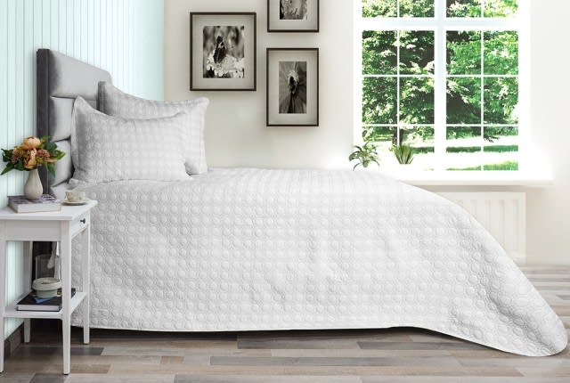 Armada Cotton Bedspread Set 2 PCS - Single White & Grey