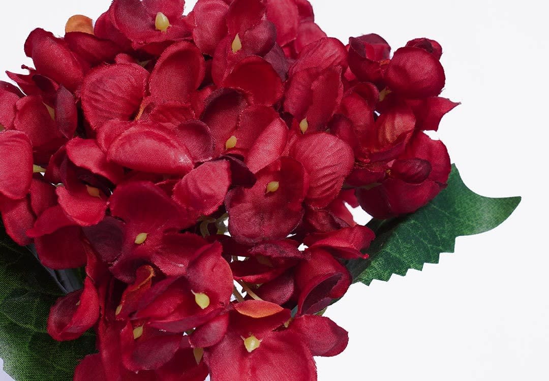 زهرة الهيدرنجا الاصطناعية للديكور 1 قطعة - أحمر