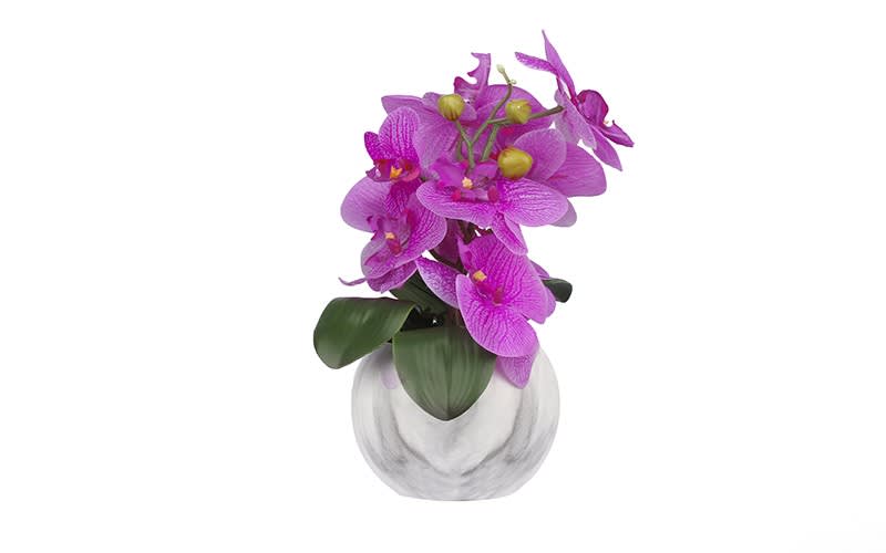 Ceramic Vase with Decorative Orchid Flower 1 PC - L.Purple