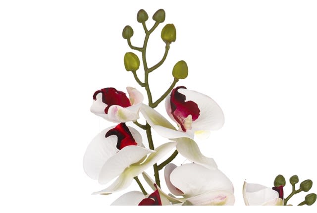 Ceramic Vase with Decorative Orchid Flower 1 PC - White & Red