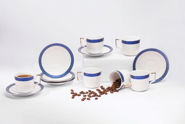 Luxurious Coffee Catering Set 12 PCS - White & Blue