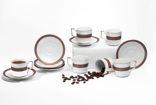 Luxurious Coffee Catering Set 12 PCS - White & Brown