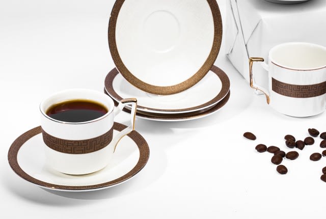 Luxurious Coffee Catering Set 12 PCS - White & Brown