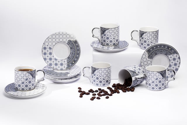 Luxurious Coffee Catering Set 12 PCS - White & Grey