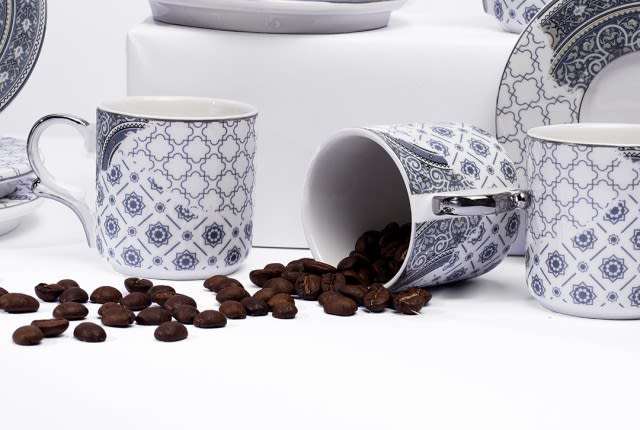Luxurious Coffee Catering Set 12 PCS - White & Grey